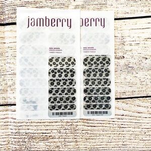 Jamberry Nail Wraps Flapper Black White Silver Flowers 2 Sets